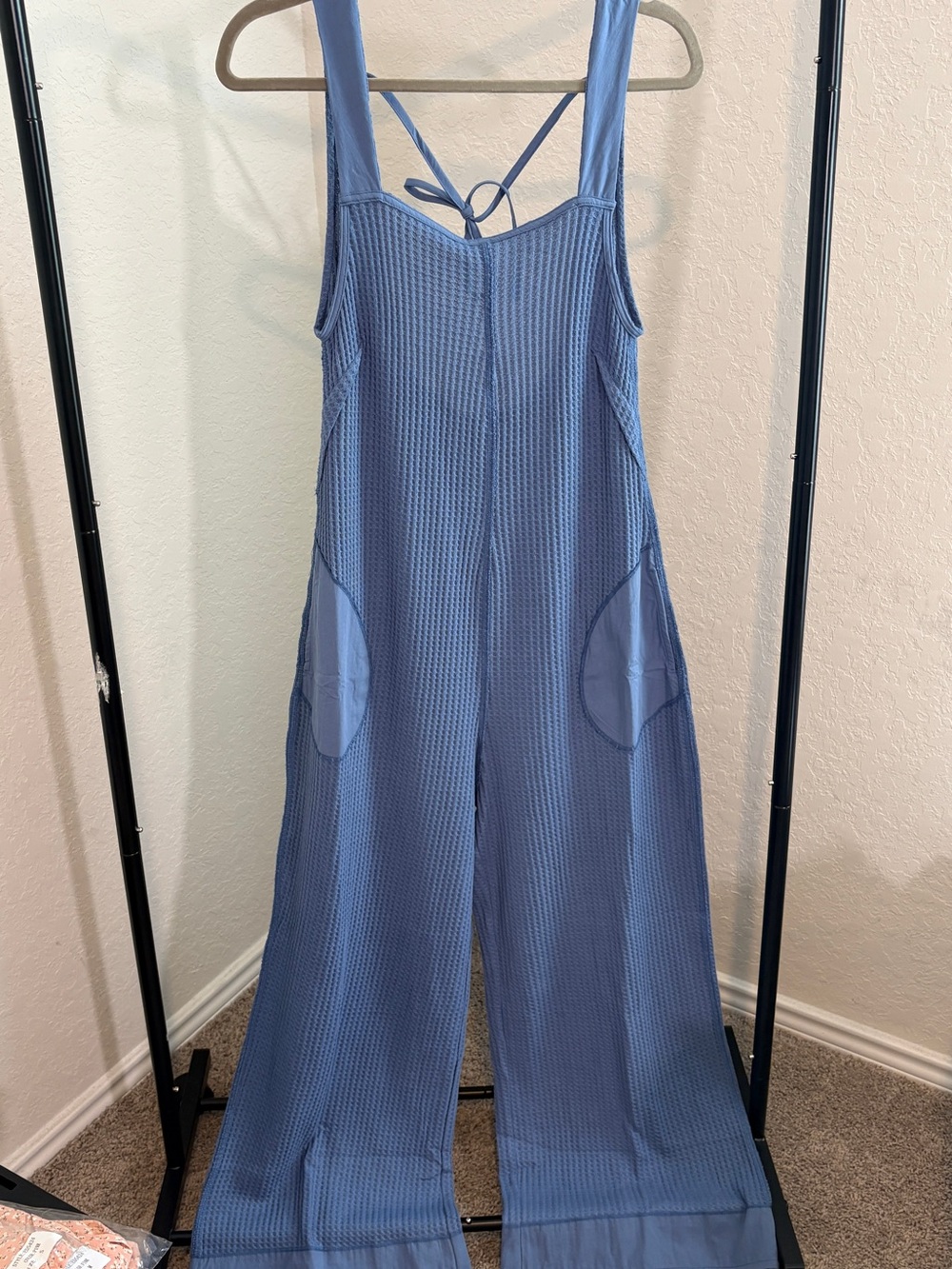 Zenana Outfitters Dusty Blue Wide-Leg Knit Jumpsuit